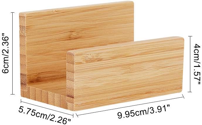 OLYCRAFT 4PCS Bambusholz Desktop Visitenkartenhalter Display Für Schreibtisch Natürliche Bambus Visi