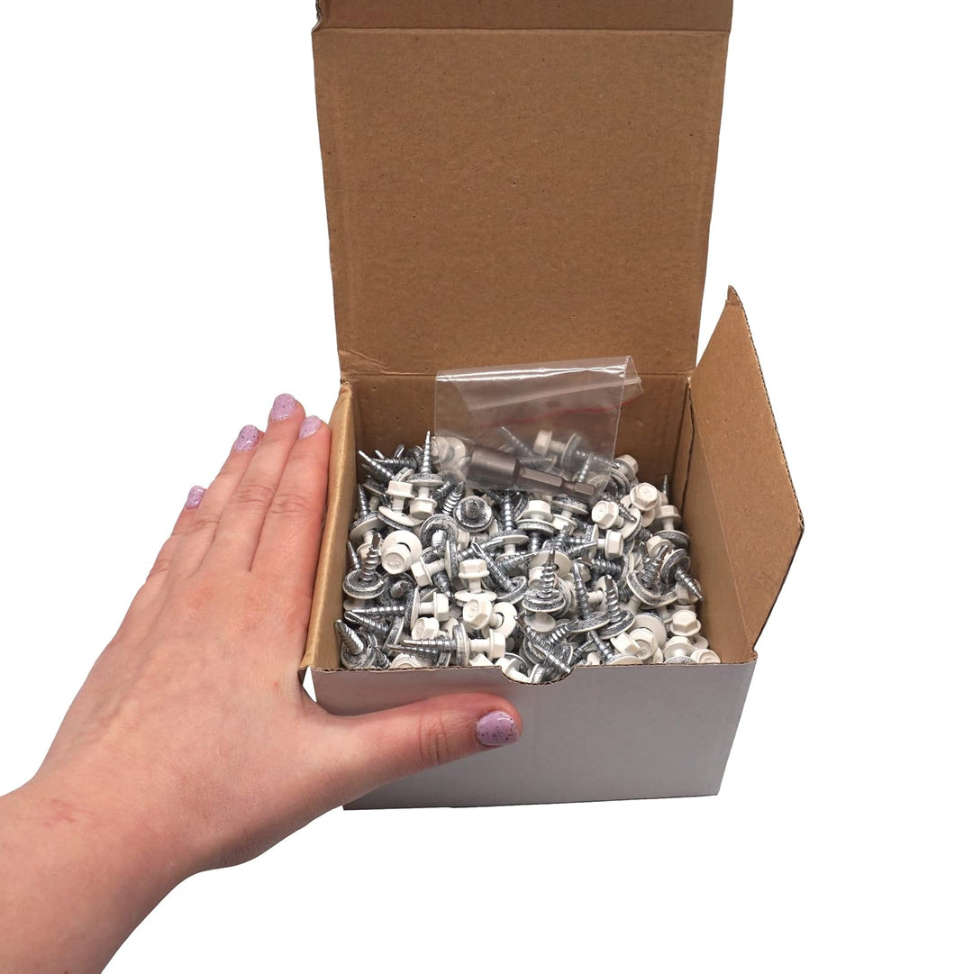 (250 Stück) Metall Dachschrauben 4,8 x 28 mm lackierte selbstbohrende Schrauben mit EPDM Unterlegsch