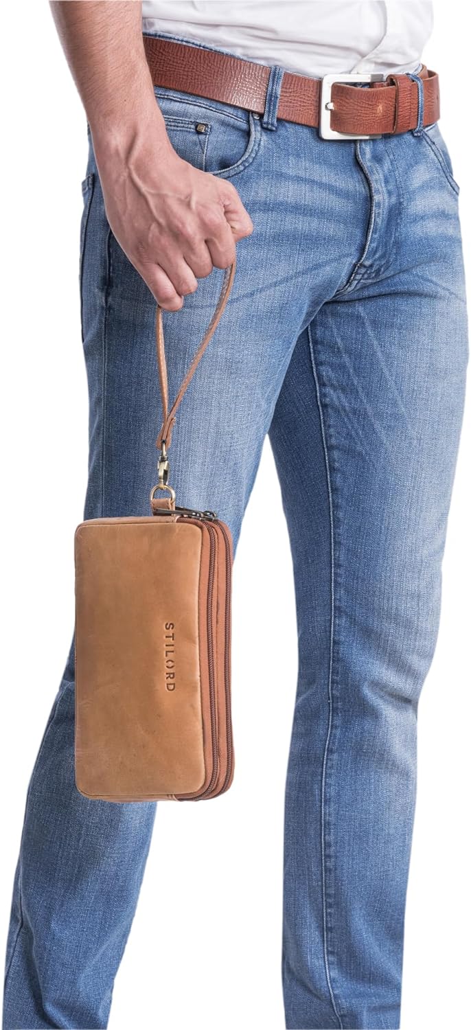 STILORD 'Richie' Handgelenktasche Leder Männer Kleine Herrenhandtasche mit Abnehmbarer Schlaufe Mode