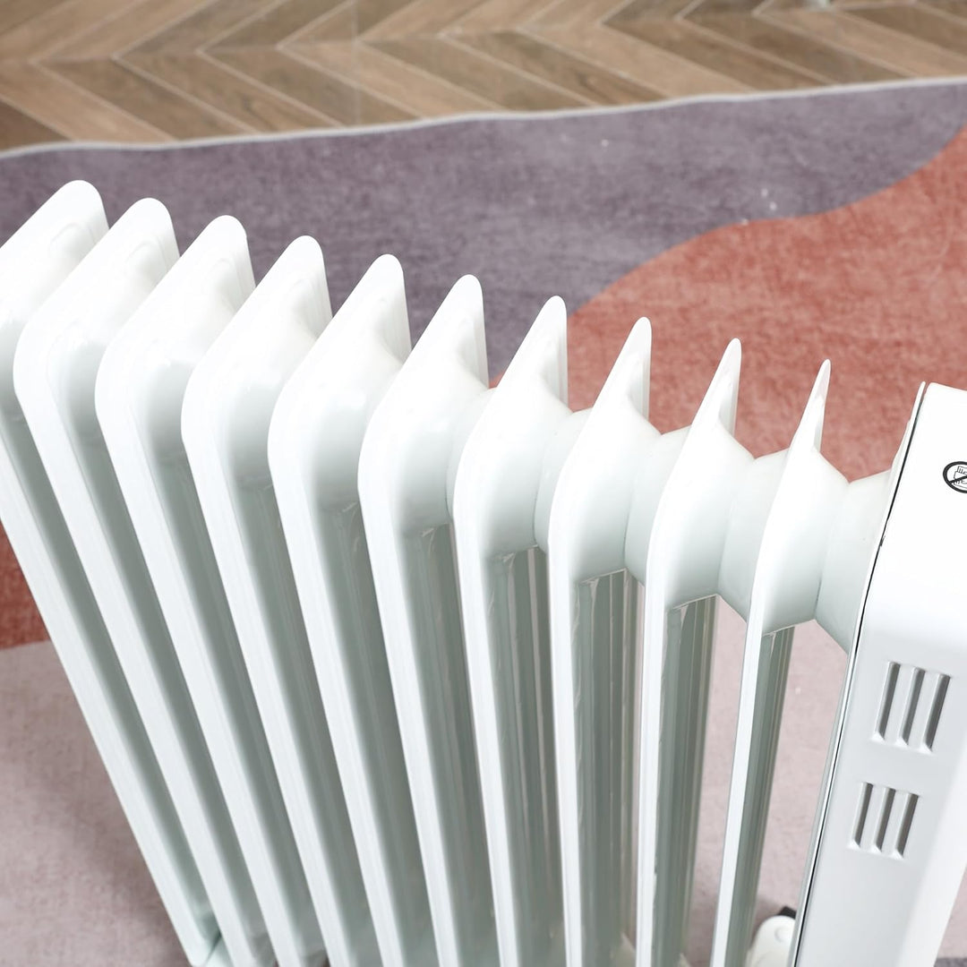 HOMCOM Ölradiator tragbar elektrisch Heizkörper 2500W 3 Heizstufen 24-Stunden-Timing elektrische Hei