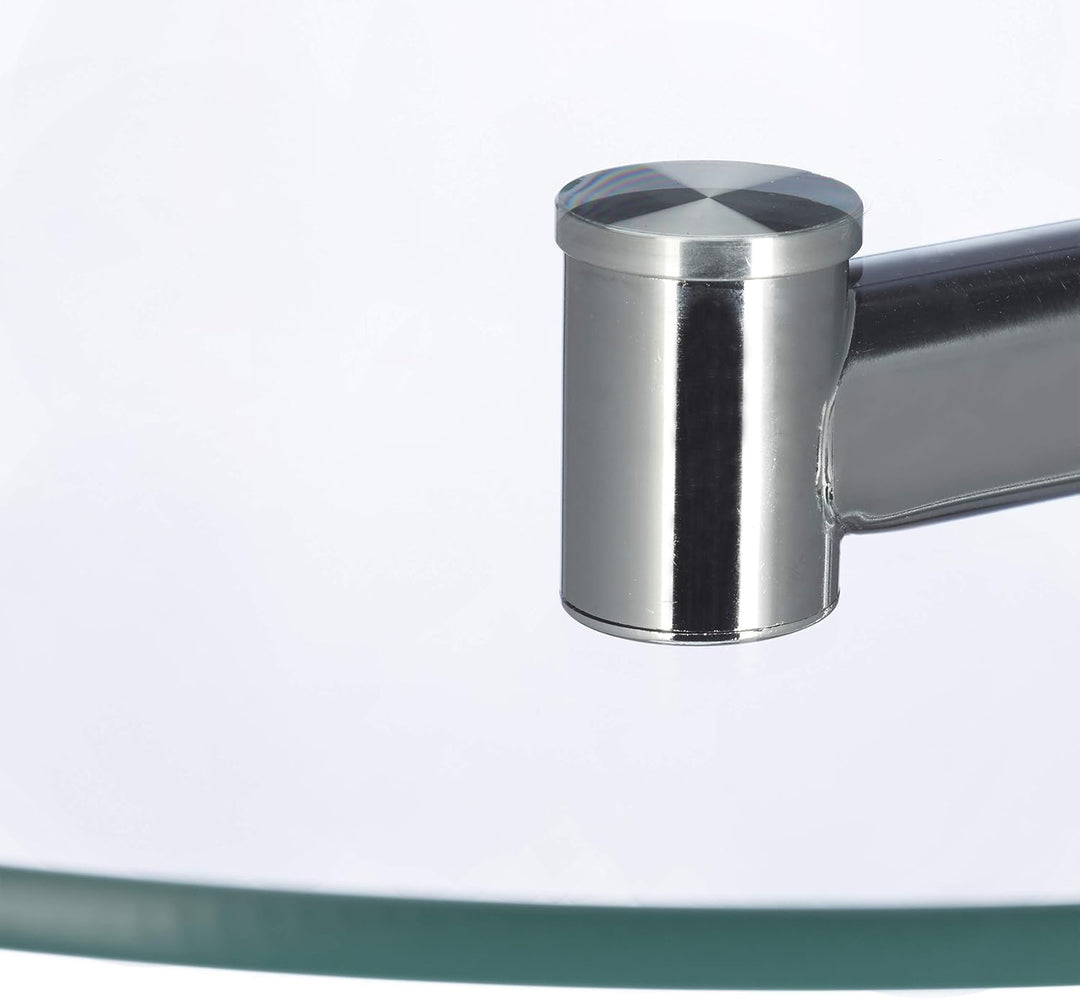 Relaxdays Glas u. Chrom, runder Beistelltisch f. Kaffee Tee, Ablage f. Garten HxBxT: 52 x 45 x 45 cm