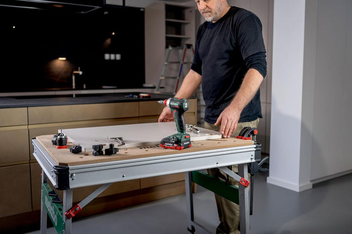 Metabo Multifunktionstisch MWB 100, mobile Werkbank, Arbeitstisch, Werkbank mit höhenverstellbaren S