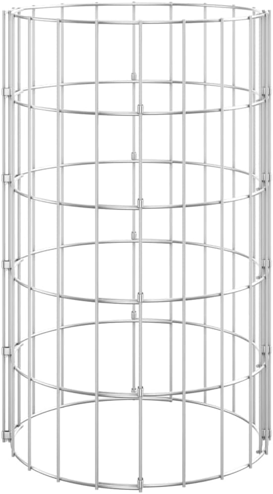 WIFESE Gabionen Hochbeet Rund 30x50 cm Steinkorb Gabione Gabionenkorb Gabionenwand Gabionensäule Gab