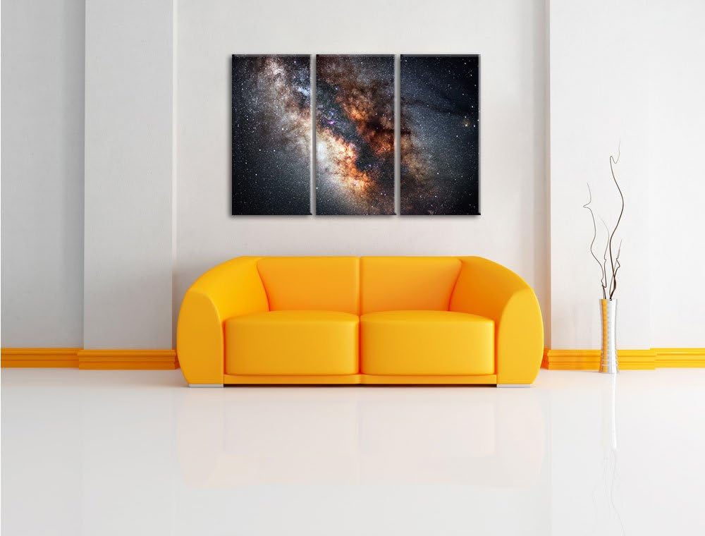 Pixxprint Zentrum der Milchstrasse 3-Teiler Leinwandbild 120x80 Bild auf Leinwand