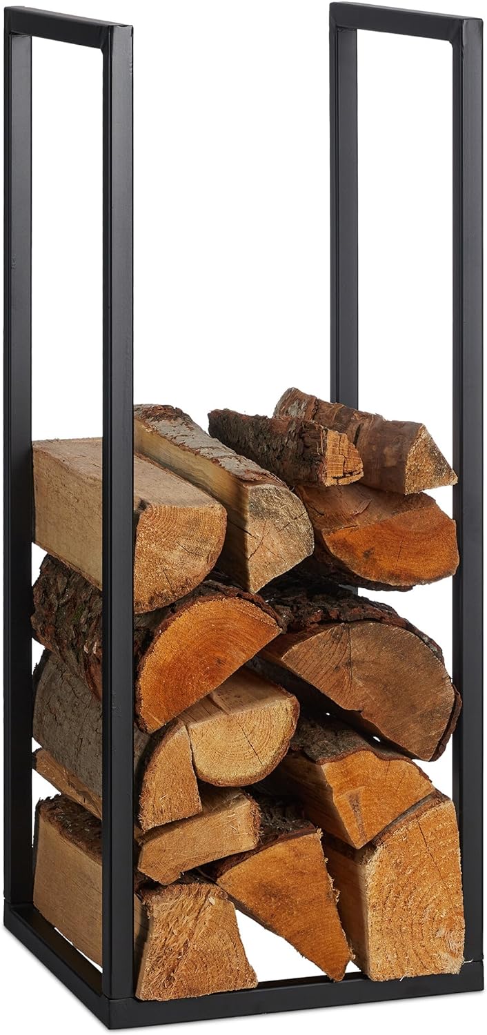 Relaxdays Kaminholzregal, Metall, HBT: 75x30x30 cm, Brennholzregal innen, für Feuerholz, Stapelholz,
