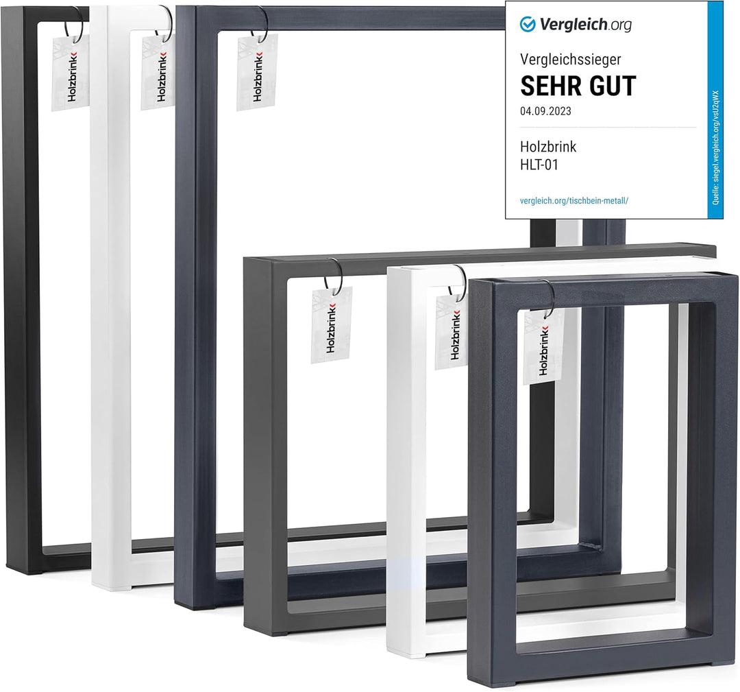 HOLZBRINK Tischbeine für Couchtisch Sitzbank, Möbelfüsse aus Vierkantprofil 80x20 mm, Tischgestell 6
