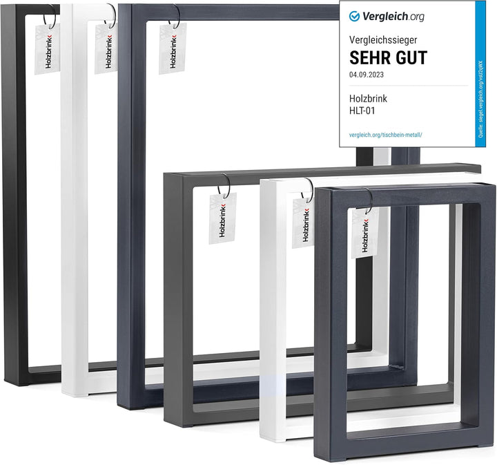 HOLZBRINK Tischbeine für Couchtisch Sitzbank, Möbelfüsse aus Vierkantprofil 80x20 mm, Tischgestell 6