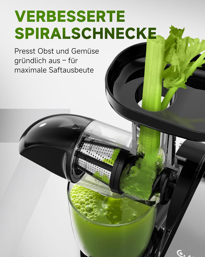 AMZCHEF Slow Juicer Entsafter Gemüse und Obst Profi Entsafter mit Ruhiger Motor & Umkehrfunktion & S
