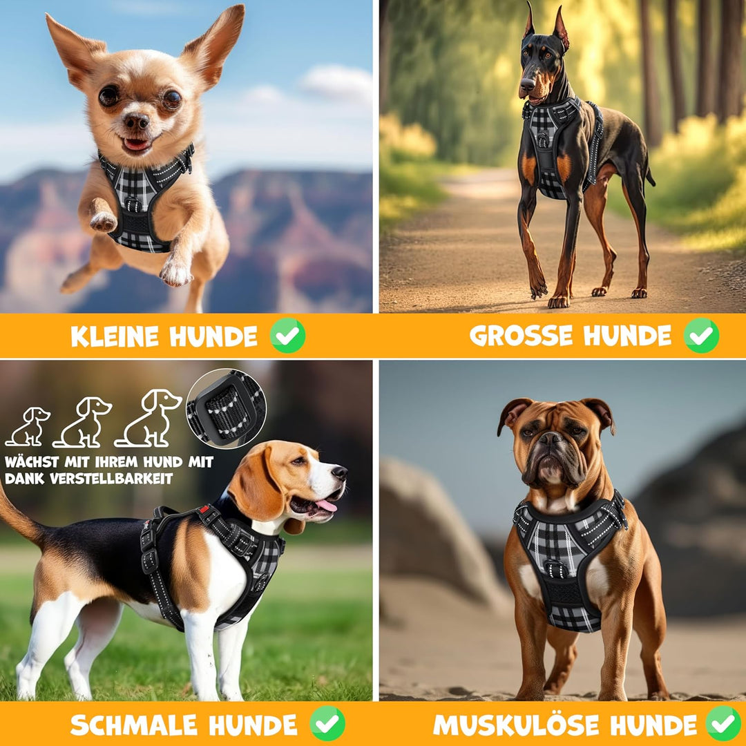 Lovpetยฎ Hundegeschirr ohne Zug & wรผrgen fรผr grosse Hunde atmungsaktiv & weich Brustgeschirr reflekti