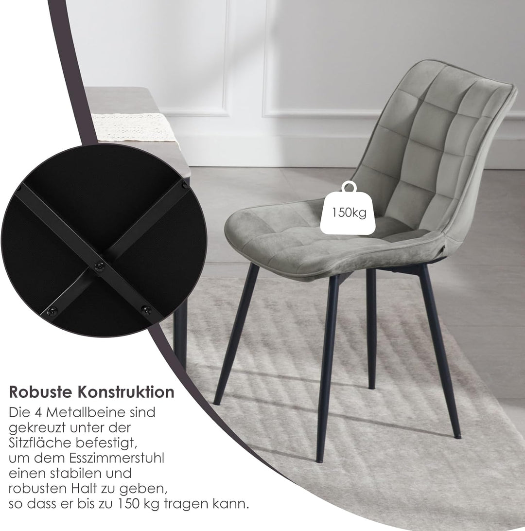 WOLTU® Esszimmerstühle BH142hgr-2 2er Set Küchenstuhl Polsterstuhl Wohnzimmerstuhl Sessel mit Rücken