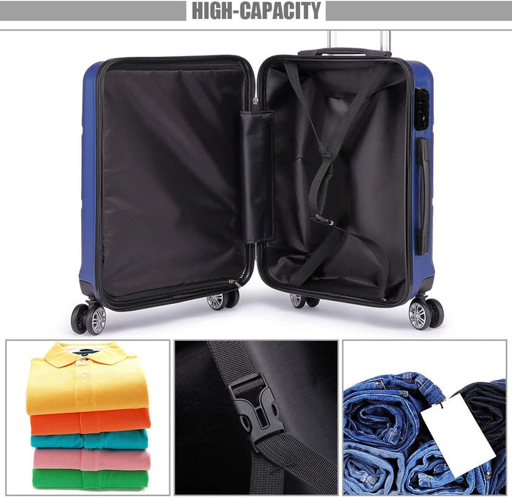 KONO Kofferset ABS Hartschalen Hardcase Trolley TSA-Schloss Reisekoffer Dunkelblau, Dunkelblau