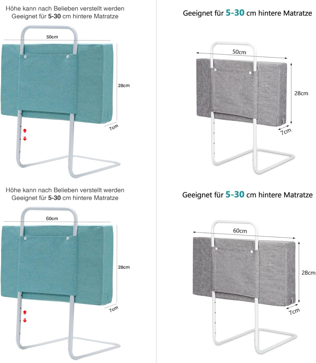 Tubiaz Bettgitter rausfallschutz Bett 2x60cm 5-Loch Höhenverstellbar Bettschutzgitter für Kinder Bet