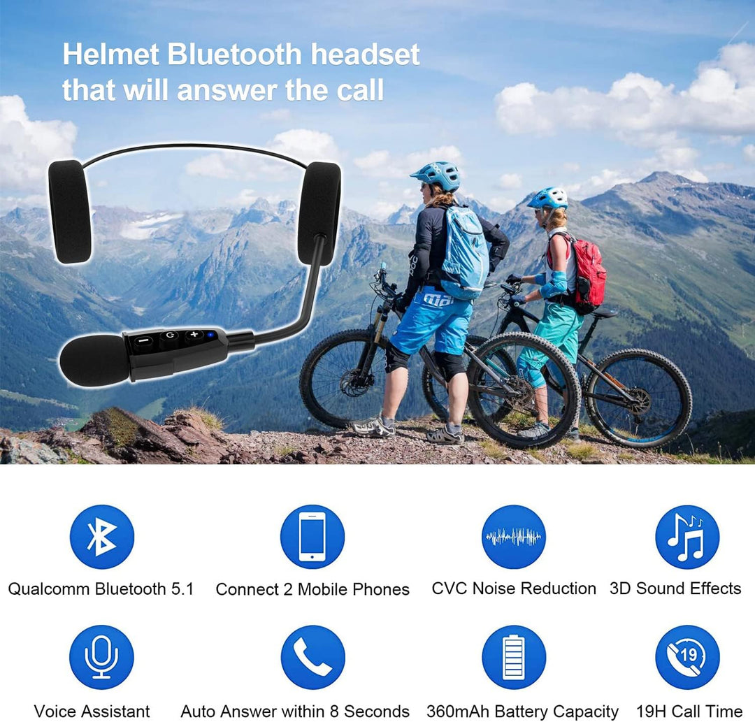 QSPORTPEAK Motorrad Helm Bluetooth 5.1 Headset, E1+ mit CVC-Geräuschunterdrückung Funktion und 3D-So