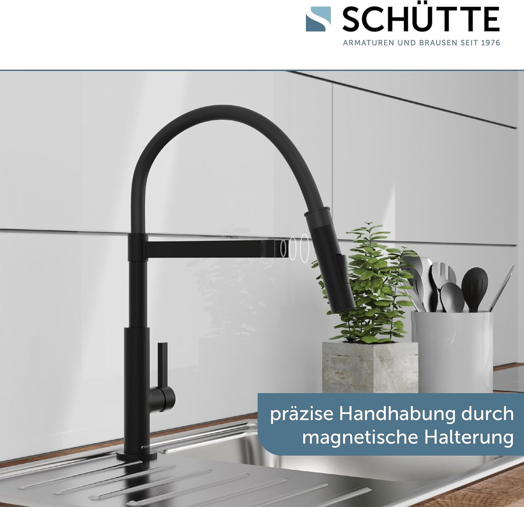 SCHÜTTE 79147 MIAMI Küchenarmatur 360° mit Soft Touch Schlauch, Einhebelmischer mit ausziehbarer, ma