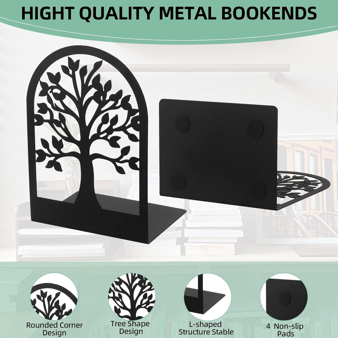 Otauoaea 8 Stück Metall-Schwarz Buchstütze | Bücherhalter | Bücherstütze | Buchstützen Organzier, Bo