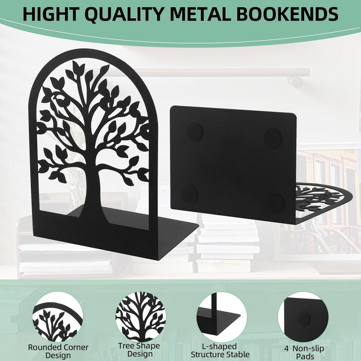Otauoaea 8 Stück Metall-Schwarz Buchstütze | Bücherhalter | Bücherstütze | Buchstützen Organzier, Bo