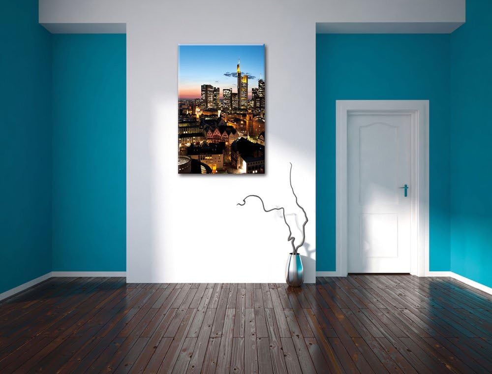 Frankfurt Skyline, Format: 100x70 auf Leinwand, XXL riesige Bilder fertig gerahmt mit Keilrahmen, Ku