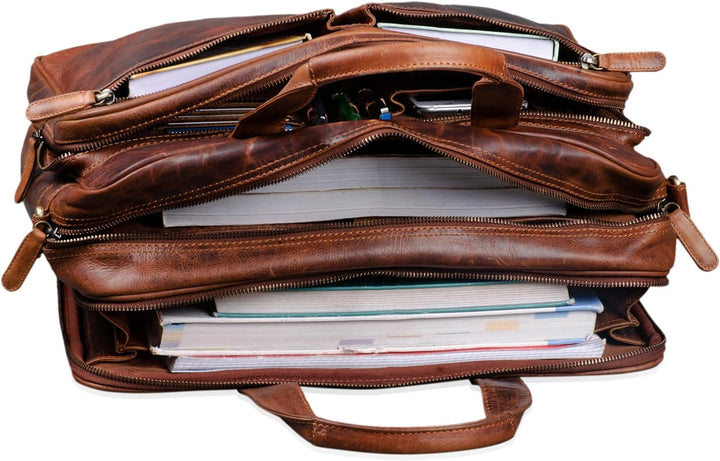 STILORD 'Remus' Ledertasche Umhängetasche Leder Aktentasche Gross 15,6 Zoll Laptoptasche abnehmbarer