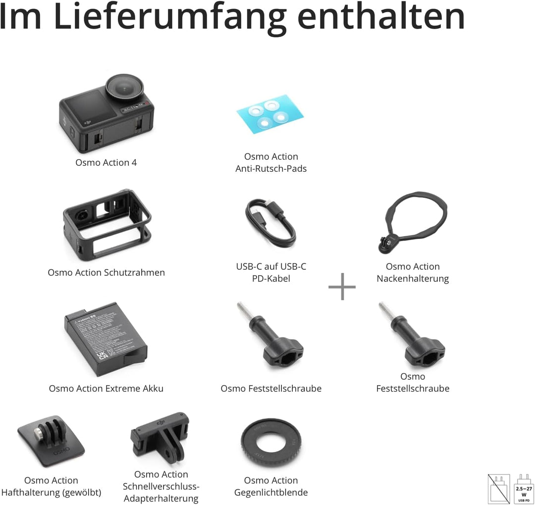 DJI Osmo Action 4 Angel-Combo – wasserdichte Action-Kamera mit 4K/120fps und 155°-Ultraweitwinkel-Si