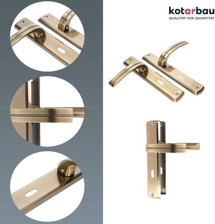 KOTARBAU® Türdrückerset 72 mm Langschild Patina Universal Modern 72 BB, 72 BB