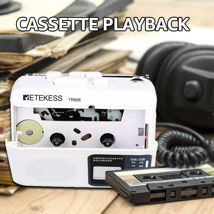 Retekess TR606 Tragbare Kassettenspieler und Tape Recorder Walkman, Kleines FM AM Radio, Walkman Kas