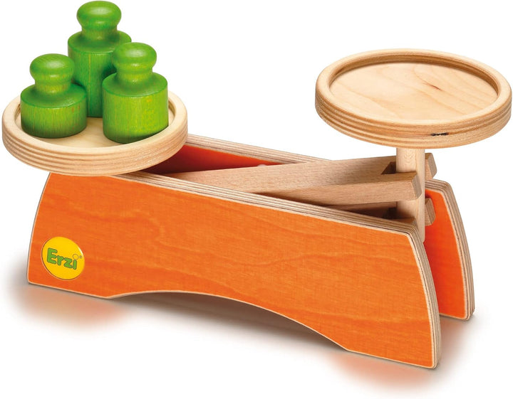 Erzi 10531 Waage aus Holz, Kaufladenartikel für Kinder, Kinderküche, Rollenspiele