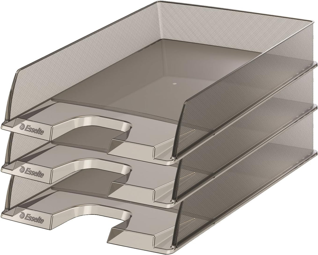 Esselte Briefkorb, A4, 10er Pack, Grau Transparent, Europost, 623604, Grau Transparent