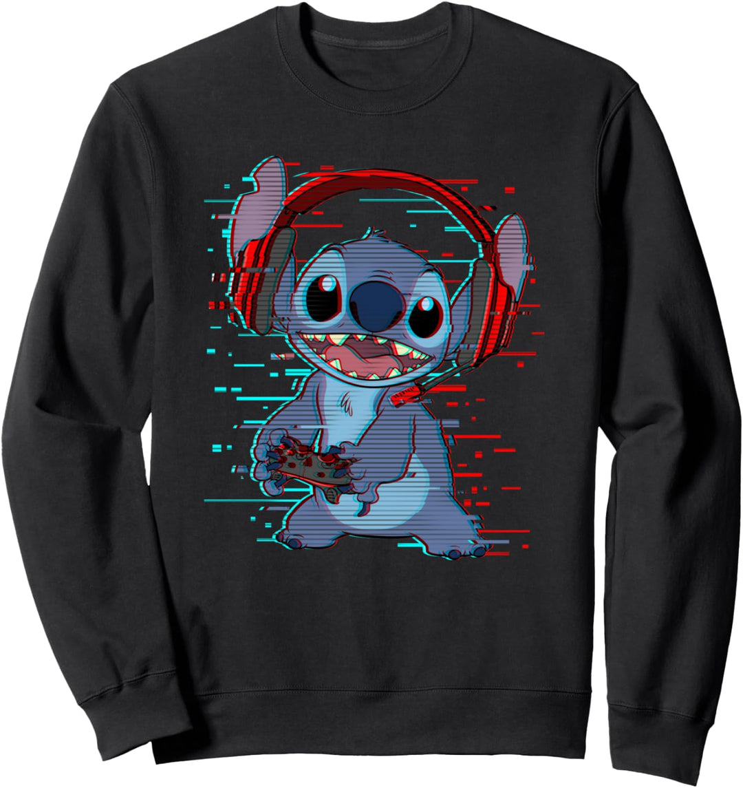 Disney Lilo & Stitch Gamer Glitch Headset and Controller Sweatshirt