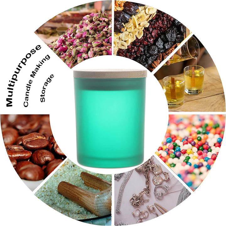 MILIVIXAY 12 Stück 200 ml mattgrüne Glas-Kerzengläser mit Deckel und Kerzenherstellungs-Sets – leere