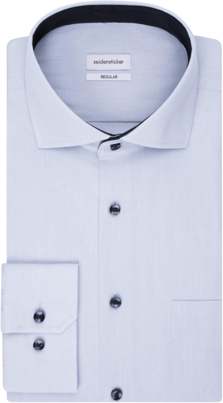 Seidensticker Herren Regular Fit Langarm Popeline Hemd, Hellblau