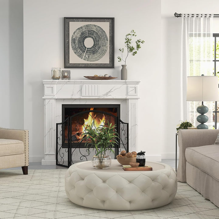 HOMCOM Kamingitter, Klappbares Kaminschutzgitter, Ofenschutzgitter mit 3 Paneelen, Funkenschutzgitte