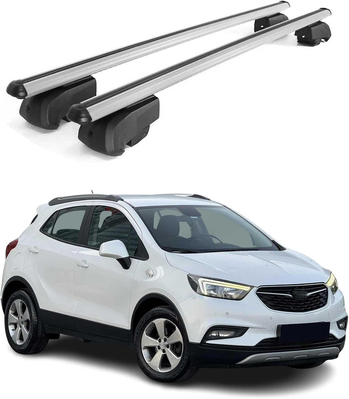 Dachträger Gepäckträger kompatibel mit Opel Mokka X 2015-2023 TÜV ABE Aluminium Silber 2X Mokka X 20