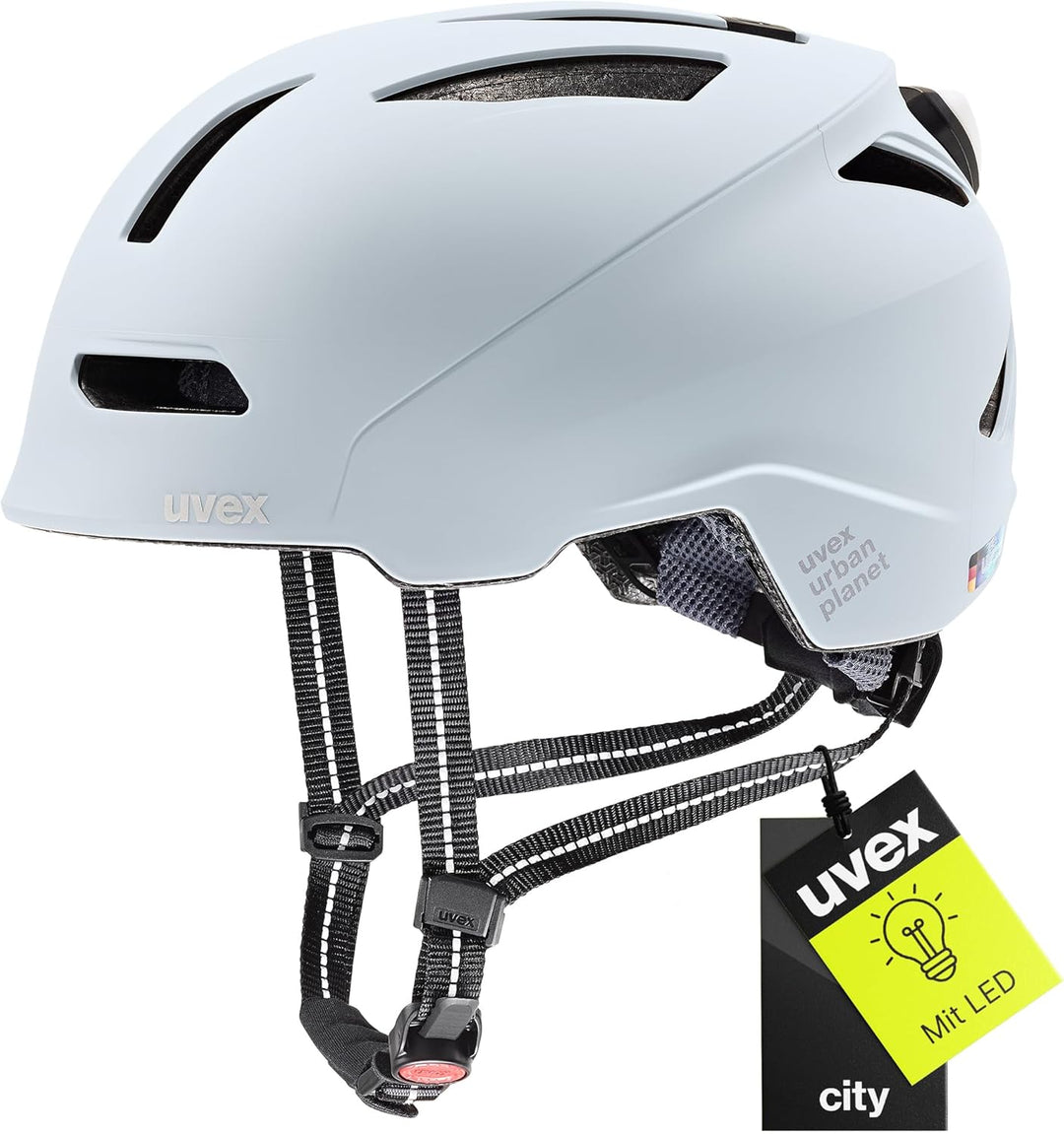 uvex urban planet LED - nachhaltiger Fahrradhelm für Damen und Herren cloud matt 58-61 cm, cloud mat