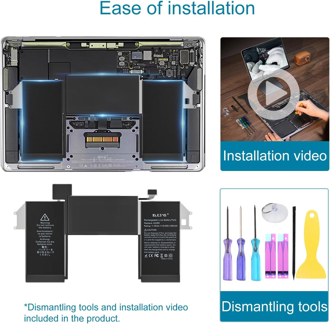 BLESYS A2337 Akku A2389 Laptop Ersatzakku fĂŒr MacBook Air 13 Zoll A2337 M1 2020 EMC 3598 [Li-Polymer