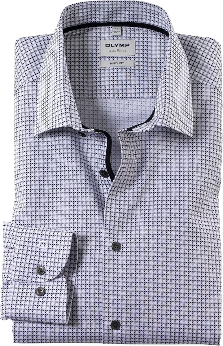 OLYMP Herren Businesshemd Langarm Level Five,Body fit,New York Kent-2 38 Schwarz 68, 38 Schwarz 68