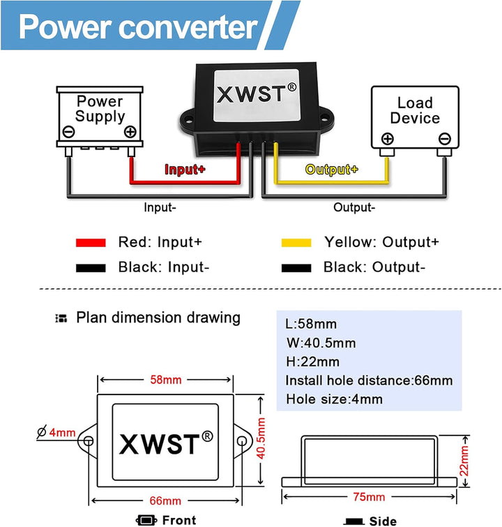 XWST DC DC 36V48V60V72V85V auf 24V Buck Spannungswandler 5A 120W Wechselrichter Auto Netzteil Wandle