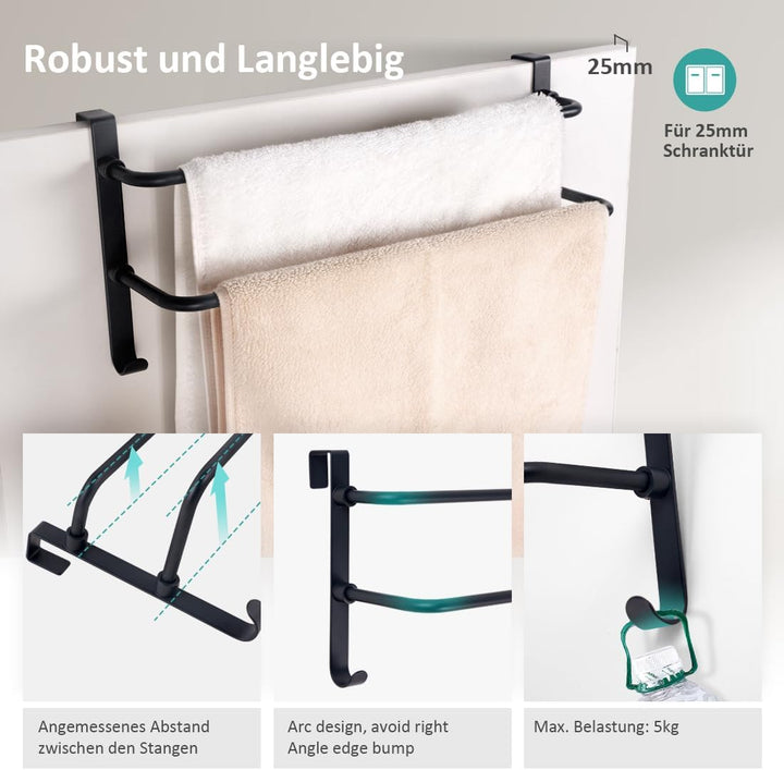 EMKE Handtuchhalter ohne Bohren, Edelstahl Handtuchhalter für Badheizkörper Handtuchtrockner mit Hak