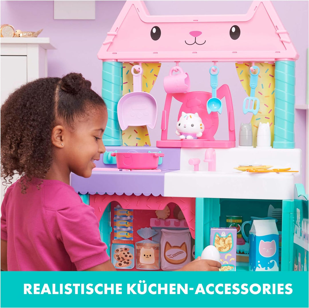 Gabby‘s Dollhouse, Cakey’s Lifesize Kitchen, Rollenspiel Küche mit Geräuscheffekten, Spielküchenzube