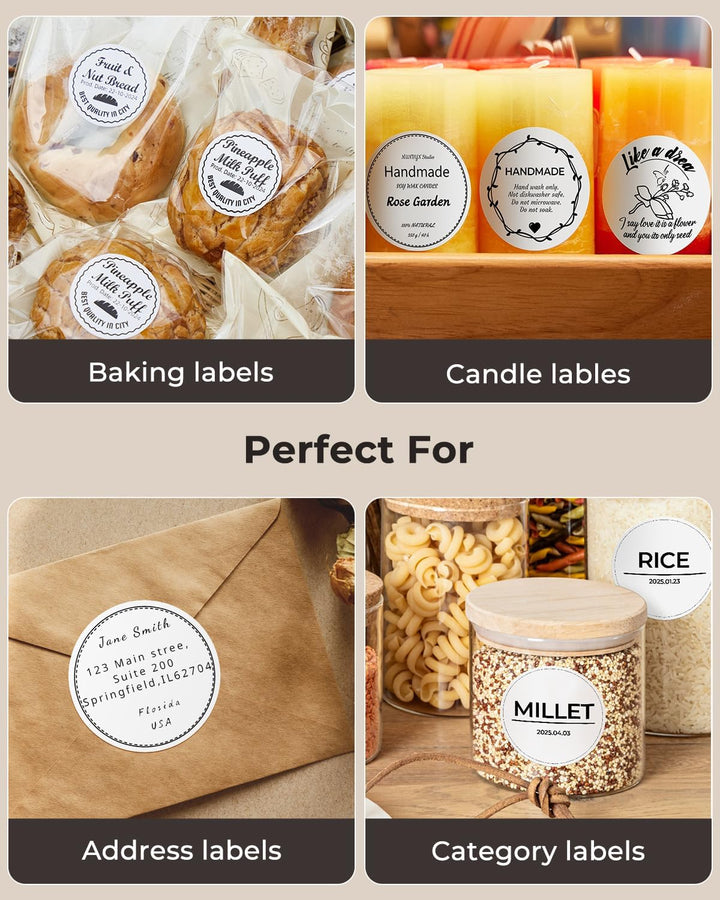 MUNBYN 2" Runde Etiketten Selbstklebend Rolle-Versandetiketten 750 Etiketten Kreis Thermodirekt Etik