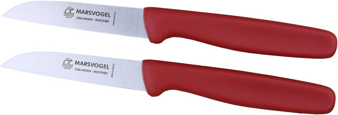 Marsvogel - Duo Pack Gemüsemesser Set Rot - gerade Klinge - Griffe aus PP Kunststoff - Made in Solin