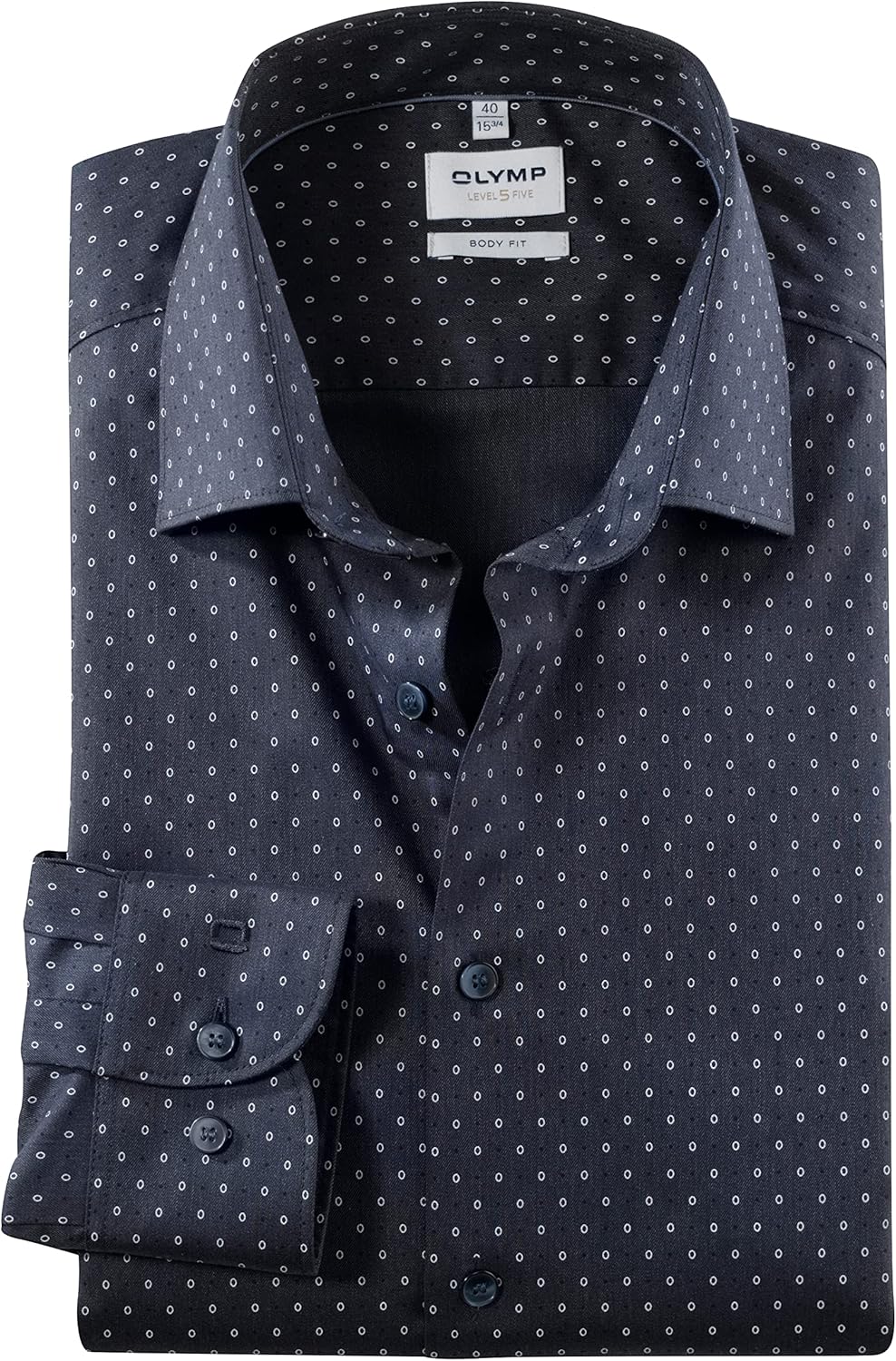 OLYMP Herren Businesshemd Level Five,Rotationsdruck,Body fit,New York Kent-2 44 Dunkelblau, 44 Dunke