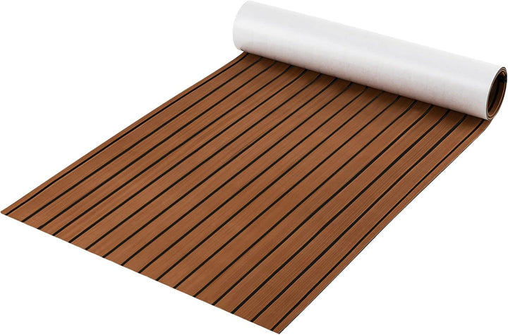 COSTWAY Bodenbelag für Boote Selbstklebend, 240 x 90 cm, Teak Eva Schaum Deckbeschläge, Rutschfester
