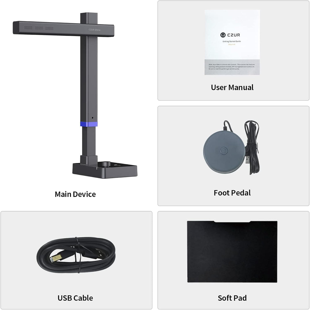 CZUR Shine Ultra Pro 24 MP Professionelle Dokumentenkamera Faltbarer Dokumentenscanner A3 Buchscanne