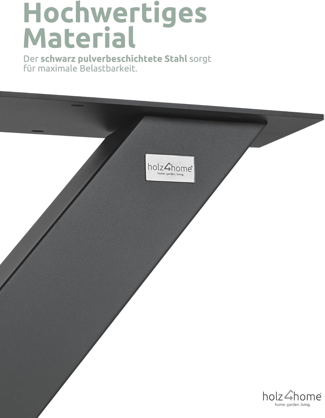 holz4home® Hora X-Tischbeine 1 Paar (2 Stück) in Schwarz Pulverbeschichtet I Höhe: 78 cm I Universal