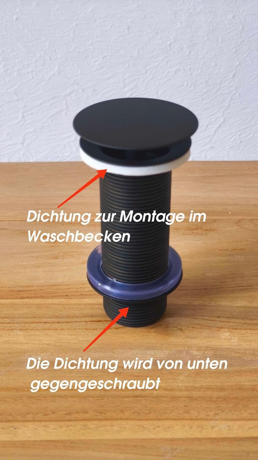 wohnfreuden Pop Up Ablauf-Ventil ohne Überlauf für Waschbecken & Waschtisch - Universal Ablaufgarnit