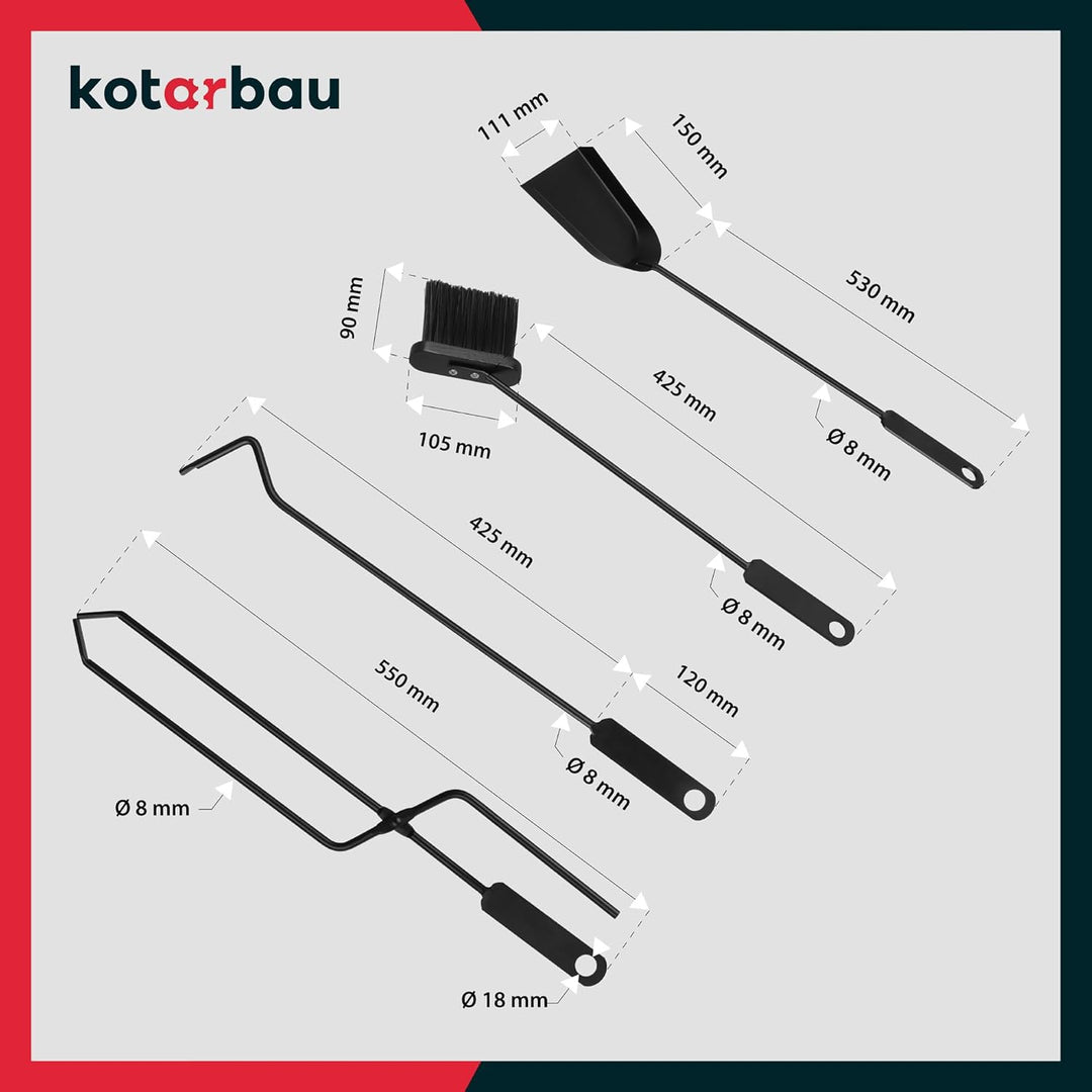 KOTARBAU® Kaminholzregal Innen Modern Ofenbesteck Kaminbesteck Schaufel Besen Kaminzange Schürhakenf