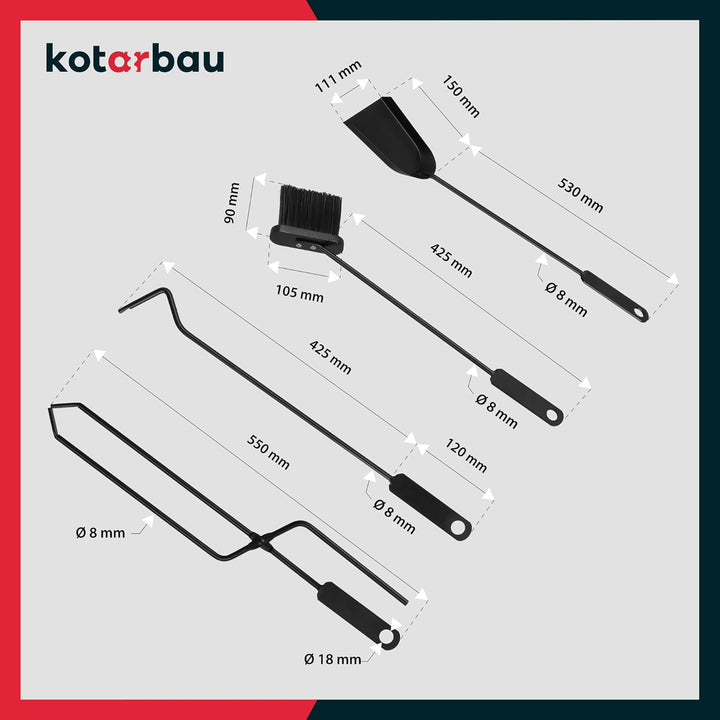 KOTARBAU® Kaminholzregal Innen Modern Ofenbesteck Kaminbesteck Schaufel Besen Kaminzange Schürhakenf