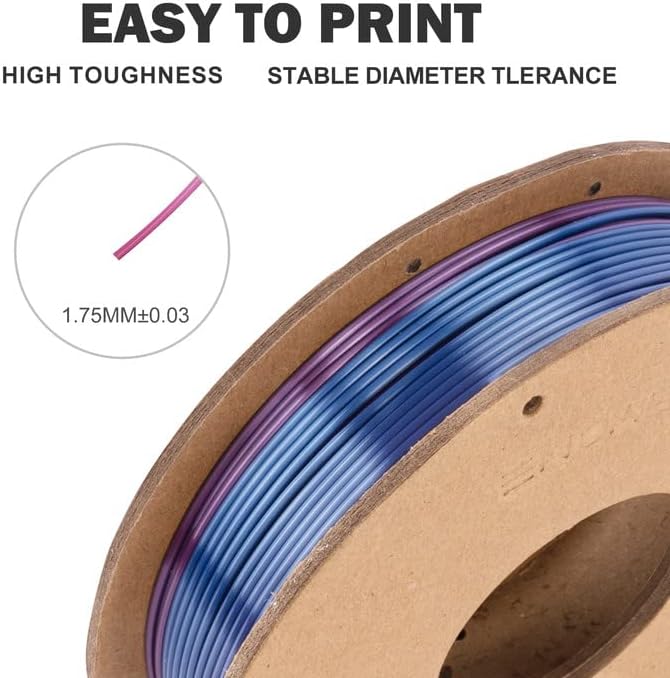 ERYONE Silk Rainobw PLA Filament PLA 1.75mm, 3D-Drucker Silk PLA Filament,+/- 0,03 mm,0.25kg /Spule