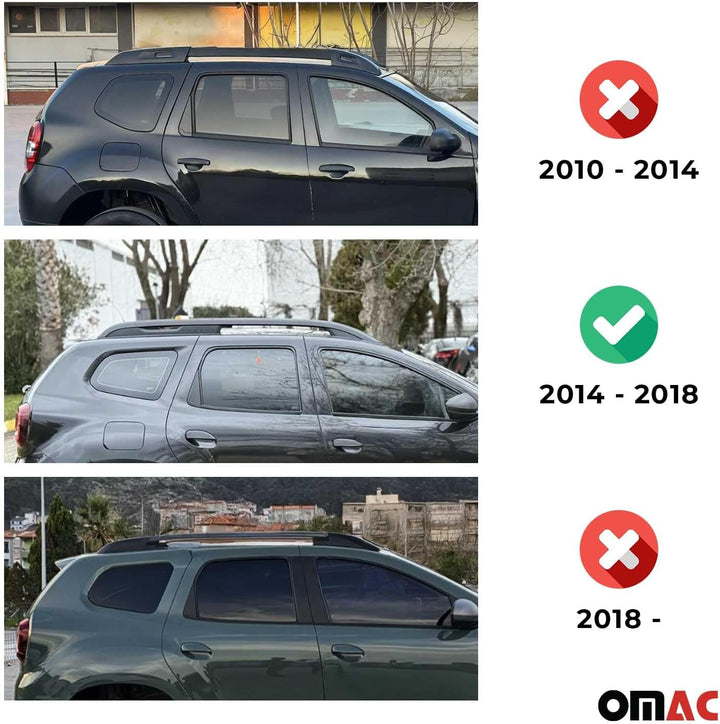 Dachträger Gepäckträger kompatibel mit Dacia Duster 2013-2018 Grau Alu Silber, Silber