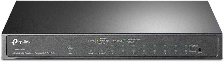 TP-Link TL-SG1210MPE Gigabit 10 Port Managed PoE Switch (8 Gigabit PoE+ Ports, 1* Gigabit SFP Port,
